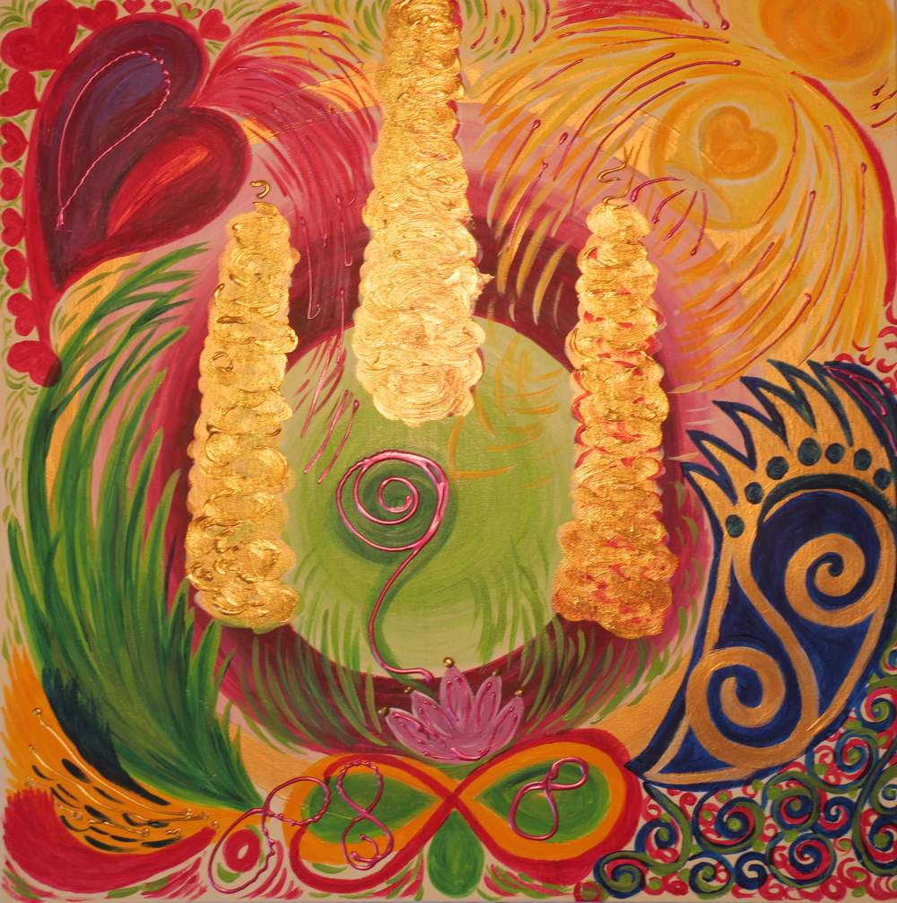 Vision -Drei-Goldene-Lichtsäulen